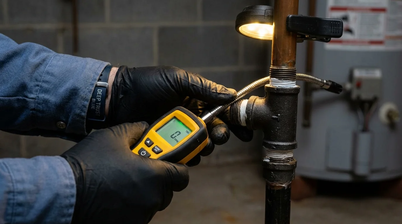 Gas leak detection with electronic sniffer by Johns Plumbing LLC in Fredericksburg