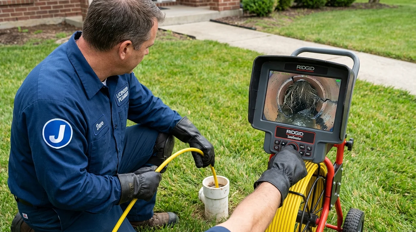 Sewer camera inspection being performed by Johns Plumbing LLC in Fredericksburg